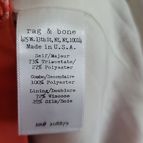 Rag & Bone Orange Sleeveless Dress Sz 6 - Picture 13 of 13